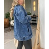 image:imagechouyatou Womens Casual Pullover Denim Jacket Vintage Distressed Jean Hoodie Jacket TopsDark Blue