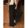 image:imagechouyatou Womens Ruffle Hem Wide Leg Jeans Y2k Street Baggy Denim PantsBlack