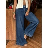 image:imagechouyatou Womens Ruffle Hem Wide Leg Jeans Y2k Street Baggy Denim PantsDark Blue