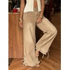 image:imagechouyatou Womens Ruffle Hem Wide Leg Jeans Y2k Street Baggy Denim PantsKhaki
