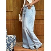 image:imagechouyatou Womens Ruffle Hem Wide Leg Jeans Y2k Street Baggy Denim PantsLight Blue