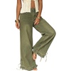 image:imagechouyatou Womens Ruffle Hem Wide Leg Jeans Y2k Street Baggy Denim PantsArmy Green
