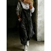 image:imagechouyatou Womens Baggy Denim Overalls Tapered Leg Cargo Jeans JumpsuitsBlack