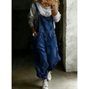 image:imagechouyatou Womens Baggy Denim Overalls Tapered Leg Cargo Jeans JumpsuitsDark Blue