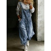image:imagechouyatou Womens Baggy Denim Overalls Tapered Leg Cargo Jeans JumpsuitsLight Blue