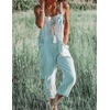 image:imagechouyatou Womens Casual Striped Tie Knot Strap Wide Leg Bib Overall Jumpsuit Palazzo Pants with PocketsBlack White