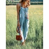 image:imagechouyatou Womens Casual Striped Tie Knot Strap Wide Leg Bib Overall Jumpsuit Palazzo Pants with PocketsBlue