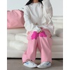 image:imagechouyatou Womens Cotton Floral Barrel Pants Patchwork Y2K Baggy Wide Leg Pants PalazzosPink