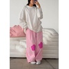image:imagechouyatou Womens Cotton Floral Barrel Pants Patchwork Y2K Baggy Wide Leg Pants PalazzosPink