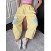 image:imagechouyatou Womens Cotton Floral Barrel Pants Patchwork Y2K Baggy Wide Leg Pants PalazzosYellow