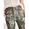 image:imagechouyatou Womens Distressed Y2K Floral Printed Jeans Wide Leg Patchwork Cropped Denim Pants with PocketsArmy Green