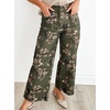 image:imagechouyatou Womens Distressed Y2K Floral Printed Jeans Wide Leg Patchwork Cropped Denim Pants with PocketsArmy Green