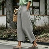 image:imagechouyatou Womens Plaid Wide Leg Crop Pants Gingham Loose Fit Palazzo PantsBlack
