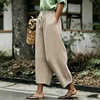 image:imagechouyatou Womens Plaid Wide Leg Crop Pants Gingham Loose Fit Palazzo PantsBrown