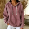 image:imagechouyatou Womens Striped Pullover Hoodies Loose Oversized Sweatshirt TopsWine Red