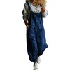 image:imagechouyatou Womens Baggy Denim Overalls Tapered Leg Cargo Jeans JumpsuitsDark Blue