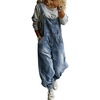 image:imagechouyatou Womens Baggy Denim Overalls Tapered Leg Cargo Jeans JumpsuitsLight Blue