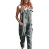 image:imagechouyatou Womens Casual Striped Tie Knot Strap Wide Leg Bib Overall Jumpsuit Palazzo Pants with PocketsBlack Gray