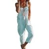image:imagechouyatou Womens Casual Striped Tie Knot Strap Wide Leg Bib Overall Jumpsuit Palazzo Pants with PocketsBlack White