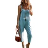 image:imagechouyatou Womens Casual Striped Tie Knot Strap Wide Leg Bib Overall Jumpsuit Palazzo Pants with PocketsBlue