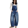 image:imagechouyatou Womens Y2K Denim Bib Overalls Wide Leg Barrel Jeans JumpsuitsBlue