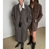 image:imagechouyatou Womens Retro Faux Suede Leather Shacket Mid Long Jacket CoatCoffee