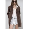 image:imagechouyatou Womens Retro Faux Suede Leather Shacket Mid Long Jacket CoatCoffee