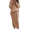 image:imagechouyatou Women Winter Casual Chunky Cable Knit Long Pencil Skirt 2 Piece Outfit Oversized Pullover Sweater SetsKhaki
