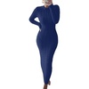 image:imagechouyatou Womens Sexy Crewneck Long Sleeve Cable Knit Bodycon Maxi Pullover Sweater DressBlue