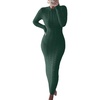 image:imagechouyatou Womens Sexy Crewneck Long Sleeve Cable Knit Bodycon Maxi Pullover Sweater DressGreen