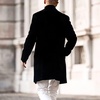 image:imagechouyatou Mens Casual Notched Collar Plaid Single Breasted Wool Blend Formal Trench Top CoatBlack
