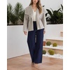 image:imagechouyatou Womens Embroidered Wool Coat Elegant Lapel Wool Blend Trench Pea Coat Outerwear Jacket with PocketsLight Gray
