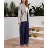 image:imagechouyatou Womens Embroidered Wool Coat Elegant Lapel Wool Blend Trench Pea Coat Outerwear Jacket with PocketsLight Gray