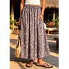 image:imagechouyatou Womens Floral Print Boho Denim Skirt Flare Long Jean SkirtPurple
