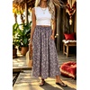 image:imagechouyatou Womens Floral Print Boho Denim Skirt Flare Long Jean SkirtPurple