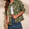 image:imagechouyatou Womens Floral Print Denim Trucker Jacket Button Down Jean CoatsArmy Green