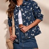 image:imagechouyatou Womens Floral Print Denim Trucker Jacket Button Down Jean CoatsDark Blue