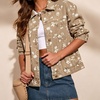 image:imagechouyatou Womens Floral Print Denim Trucker Jacket Button Down Jean CoatsKhaki