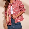 image:imagechouyatou Womens Floral Print Denim Trucker Jacket Button Down Jean CoatsWatermelon Red