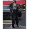 image:imagechouyatou Womens Houndstooth Plaid Wool Blend Pea Coat Double Breasted Lapel Trench Coat with PocketsDark Gray