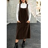 image:imagechouyatou Womens Square Neck Sleeveless A Line Corduroy Overall DressCoffee
