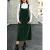 image:imagechouyatou Womens Square Neck Sleeveless A Line Corduroy Overall DressDark Green
