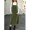 image:imagechouyatou Womens Square Neck Sleeveless A Line Corduroy Overall DressLight Green