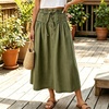 image:imagechouyatou Womens Striped Printed Denim Skirt A Line Jean Midi Long SkirtArmy Green