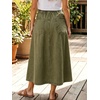 image:imagechouyatou Womens Striped Printed Denim Skirt A Line Jean Midi Long SkirtArmy Green