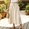 image:imagechouyatou Womens Striped Printed Denim Skirt A Line Jean Midi Long SkirtBeige White