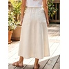 image:imagechouyatou Womens Striped Printed Denim Skirt A Line Jean Midi Long SkirtBeige White