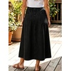 image:imagechouyatou Womens Striped Printed Denim Skirt A Line Jean Midi Long SkirtBlack