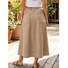 image:imagechouyatou Womens Striped Printed Denim Skirt A Line Jean Midi Long SkirtKhaki