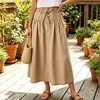 image:imagechouyatou Womens Striped Printed Denim Skirt A Line Jean Midi Long SkirtKhaki